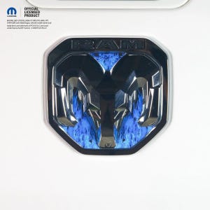 RAM Tailgate/Grill RAM Head Emblem Overlay Decals BLUE Flames Fits 2011-2024 Trucks