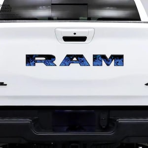 1500 RAM Tailgate Letters Overlay Decals Blue Flames Fits 2009-2026 Trucks