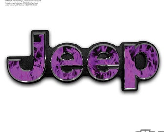 Jeep Emblem Overlay Decals - Purple Flames