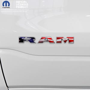 RAM Door x2 Emblem Overlay Decals AMERICAN FLAG Fits 2019-2026 Ram Trucks