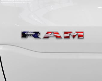 RAM Door x2 Emblem Overlay Decals AMERICAN FLAG Fits 2019-2026 Ram Trucks