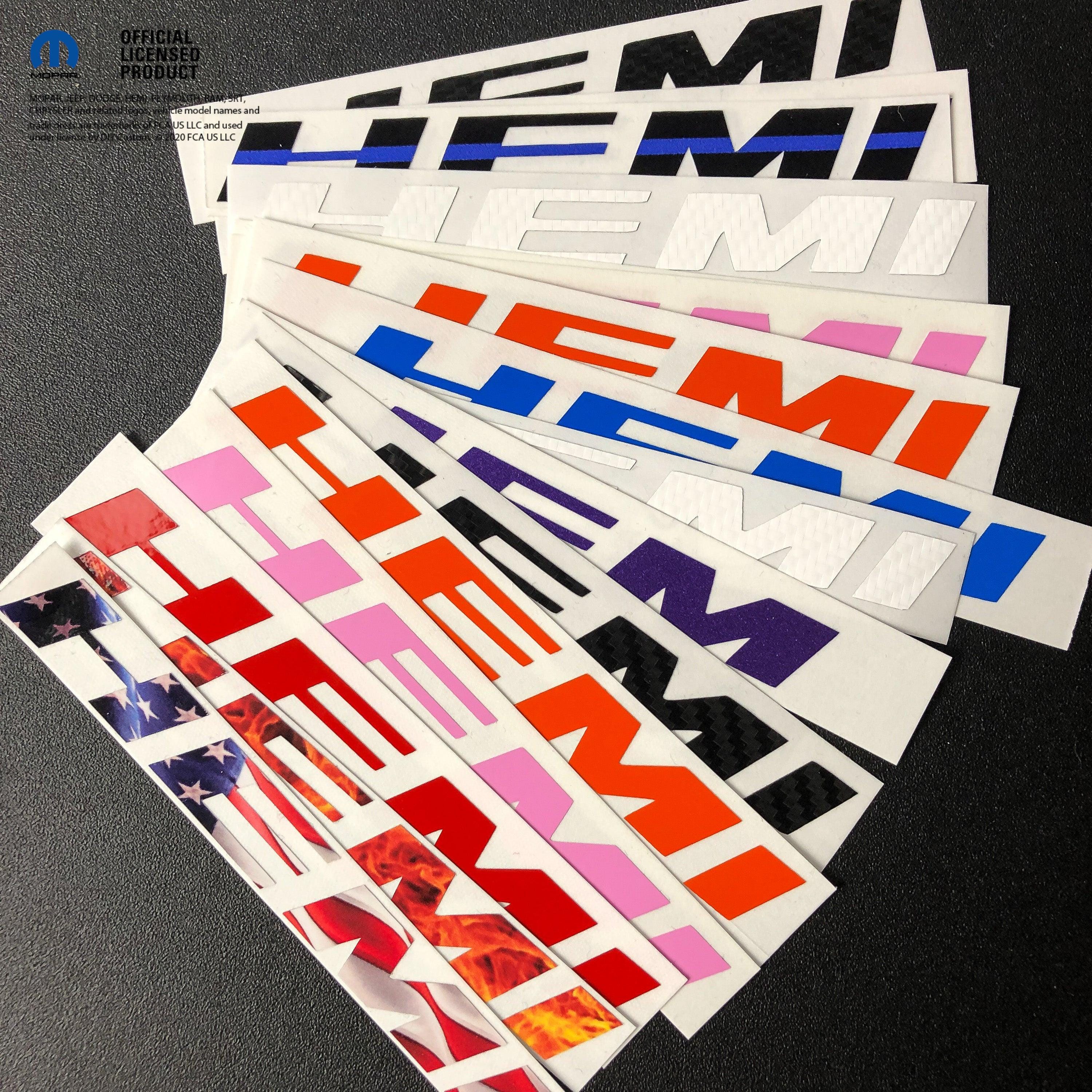 Dodge HEMI Fender Emblem Einsatz Overlay Abziehbilder SOLID COLOR Passend für 11-19 Challenger Ladegerät Durango