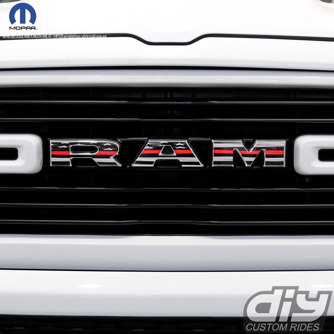 RAM Grill Emblem Overlay Decals THIN RED Line Flag Fits 20192024 15005500 Etsy