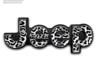 Jeep Emblem Overlay Decals - Grayscale Leopard Print