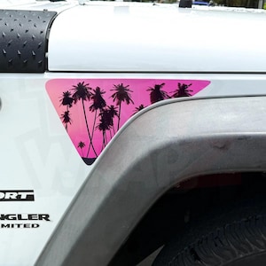 Jeep Fender Vent Vinyl Decals Pair "Pink Sunset" Fits 2007-2017 Wrangler JK
