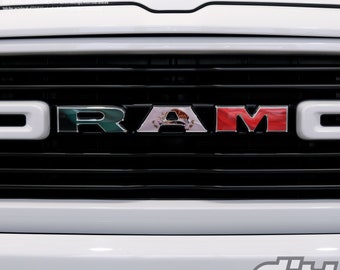 RAM Grill Emblem Overlay Decals WAVING MEXICAN Flag Fits 2009-2024 1500-5500
