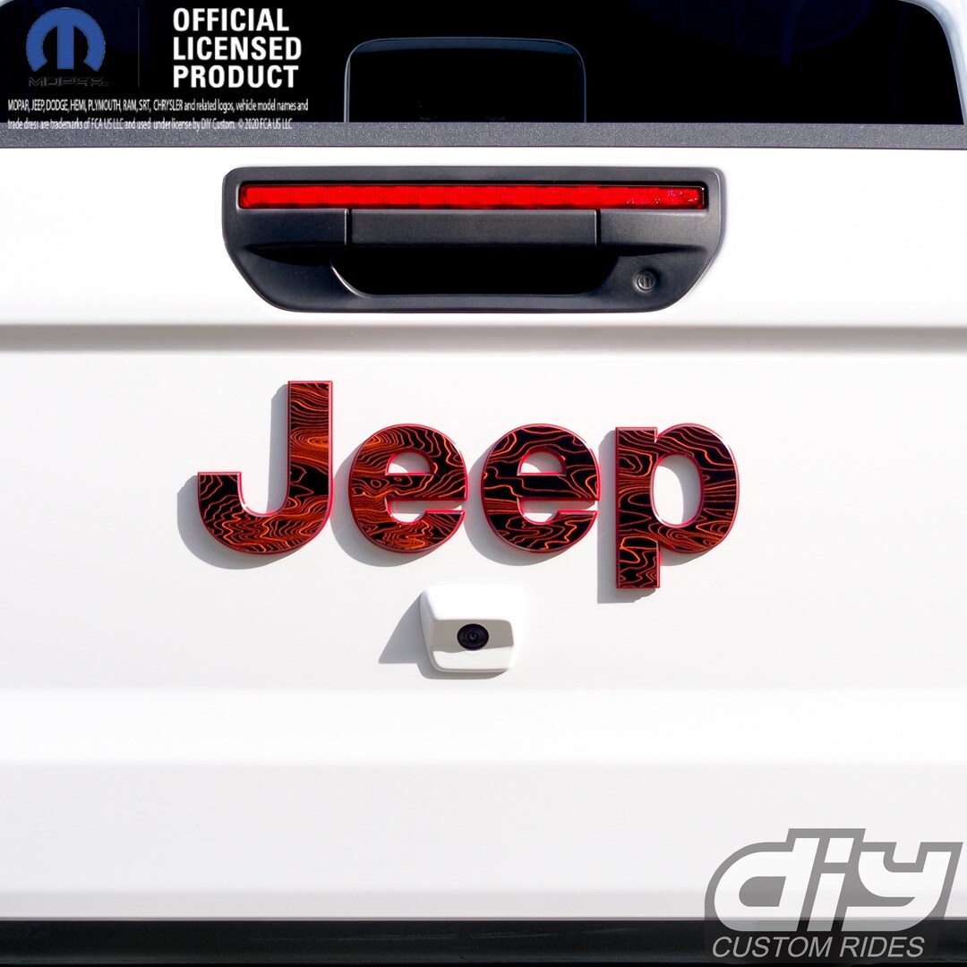 Jeep Gladiator Tailgate Emblem Overlay Decals Black/orange Topo Map Fits 2020 Etsy