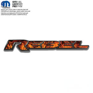 RAM 1500 Rebel Emblem Overlay Decals Real Fire Flames Fits 2019-2025