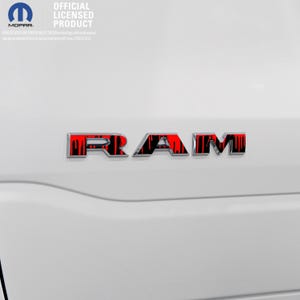 RAM Door x2 Emblem Overlay Decals DRIPPING RED Fits 2019-2026 Ram Trucks