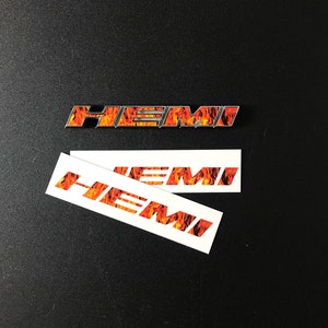 Dodge HEMI Fender Emblem Insert Overlay Decal L&R REAL Flames Fits 11 ...