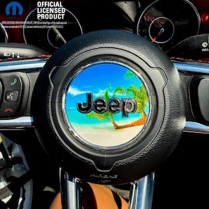 Jeep Wrangler JL Gladiator Steering Wheel Circle The Beach Vinyl Decal Sticker Fits 2018-2026
