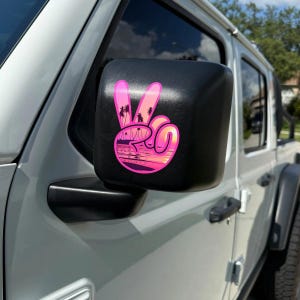 Adesivi in vinile rosa con onda della pace al tramonto per specchietti retrovisori sinistro e destro, compatibili con tutte le Jeep.