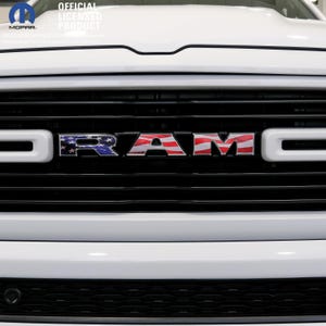 RAM Grill Emblem Overlay Decals WAVING AMERICAN Flag  Fits 2009-2026 1500-5500