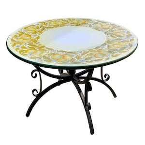 Lava stone table  Ø 48&quot; with Limoni decoration