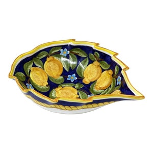 Leaf Salad Bowl 30 cm Positano Blue