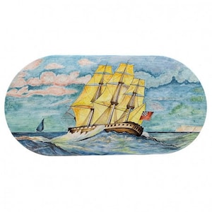 Sailing ship lava stone table