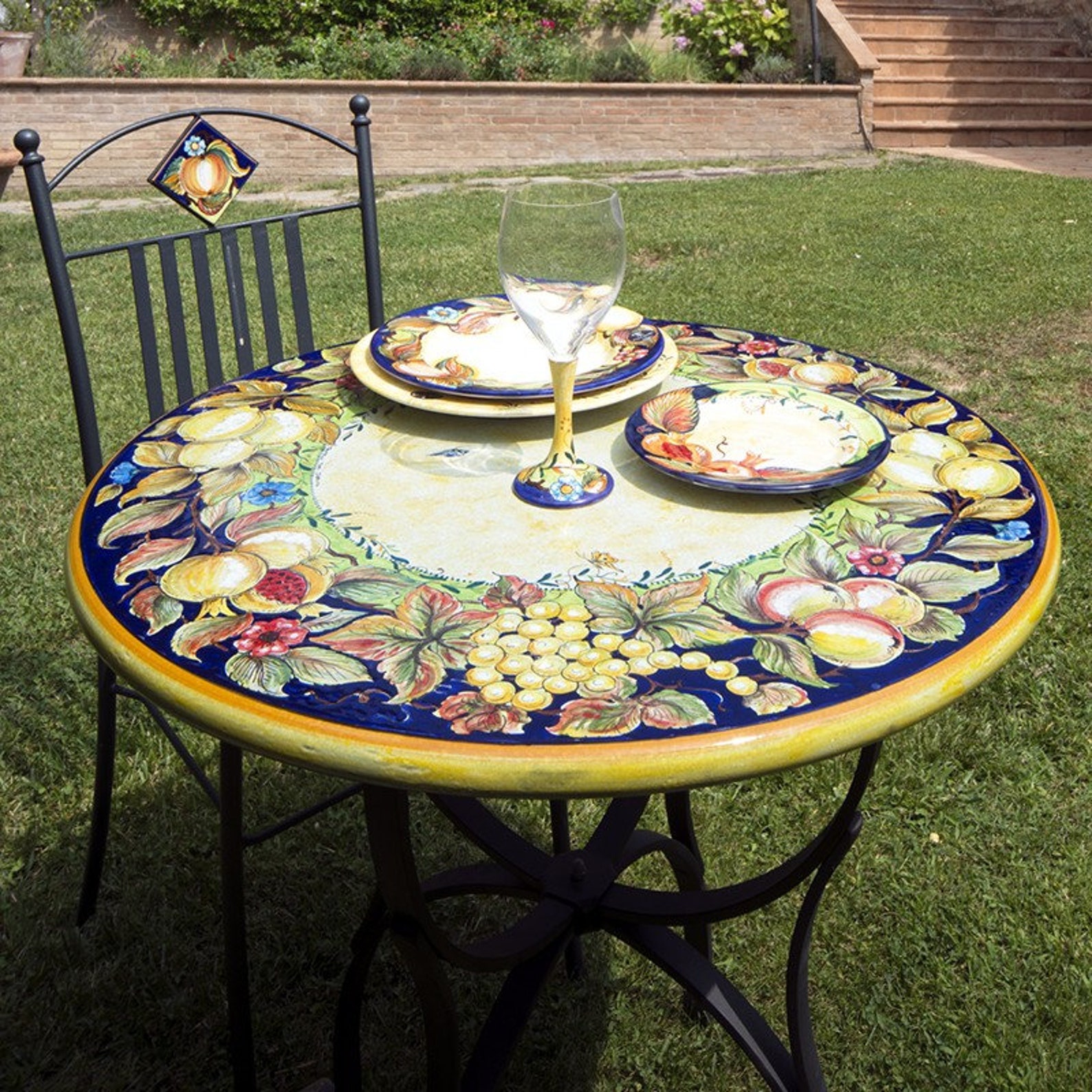 Hand Painted Lava Stone Table With Sicilia Decoration Etsy UK