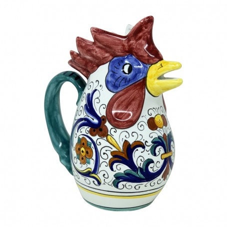 Pichet Vintage En Tôle émaillée - Décor Coq, Origine France, Occasion Très Bel état, Sans Marque