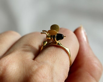 Sterling Silver Honey Bee Ring, Honey Bee Ring, Animal Ring, Gold Ring, animal ring, Sterling Silver Ring