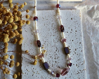 Bohemian Violet Beaded Necklace: Purple Theme Jewelry