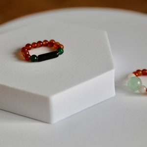 Elastic Beaded Gemstone ring,  beaded ring, multi gemstone stone rings, oriental style beaded rings, boho ring