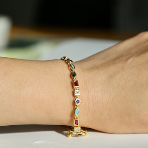 candy bracelet for women, Geometrically shape cubic zircon bracelet, multi color zircon bracelet