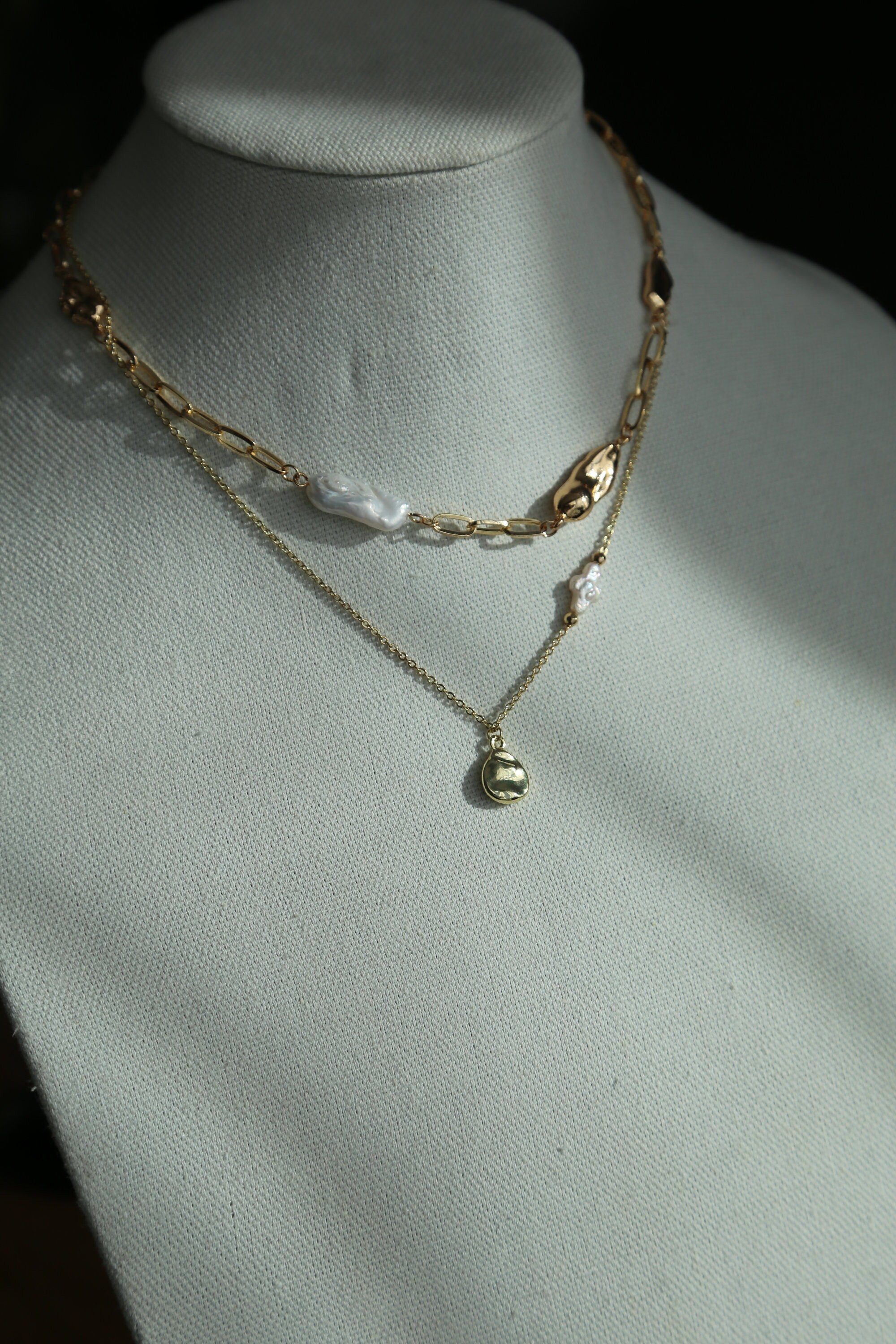 Baroque Pearl Link Chain Necklace: Gold Plated Stainless Steel - Etsy