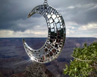 Spinning Disco Luna Crescent Moon Mirror Mosaic