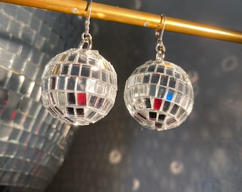 Sparkly Disco Ball Earrings Fiesta Festival Party Drop
