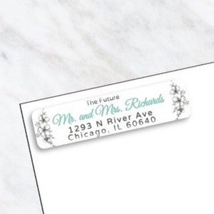 Future Mr. and Mrs. Personalisierte Adressetiketten - gezeichnete Blumen, personalisierte Hochzeits adressetiketten