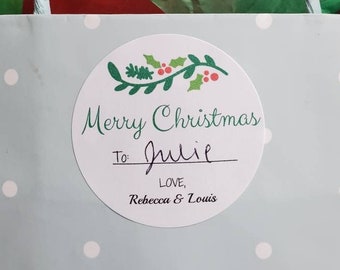 Christmas Gift Stickers, Personalized Christmas Gift Stickers, Merry Christmas Labels, Custom Christmas Gift Stickers, Santa Gift Tag