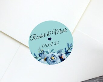 Custom wedding invitation envelope seals, wedding favor labels, bridal shower envelope seals, custom wedding invitation stickers