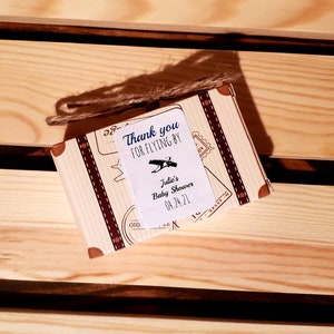 Thanks for Flying By favor stickers, travel baby shower favor stickers, custom baby shower stickers, personalized baby shower stickers