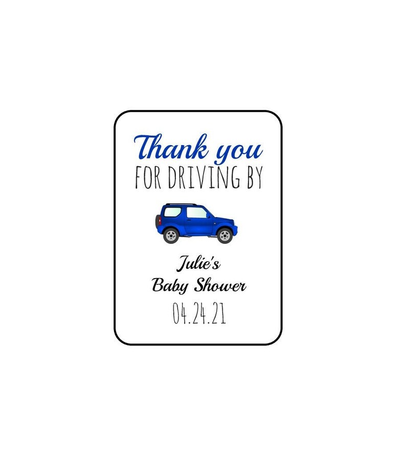 Thank You for Driving by Favor Label Driveby Baby Shower Etsy