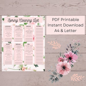 Spring Cleaning Checklist, Cleaning Challenge, Cleaning Checklist, Deep Cleaning Checklist, Cleaning Digital Planner, Seasonal Cleaning