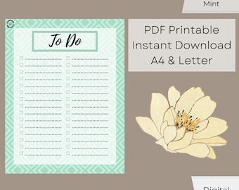 Teal To Do List: Printable Productivity Checklist (Digital Download)