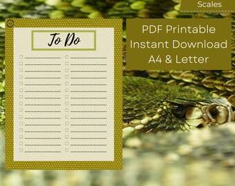 Snake Skin To Do List Printable: Productivity Checklist (Digital Download)