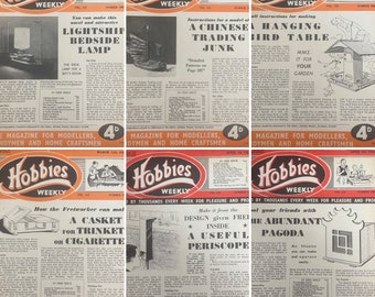 Bundle of 6 x Vintage Hobbies Weekly Magazine Paper 'The Magazine for Modellers, Handymen and Home Craftsmen' - Issues From Jan-Apr 1953