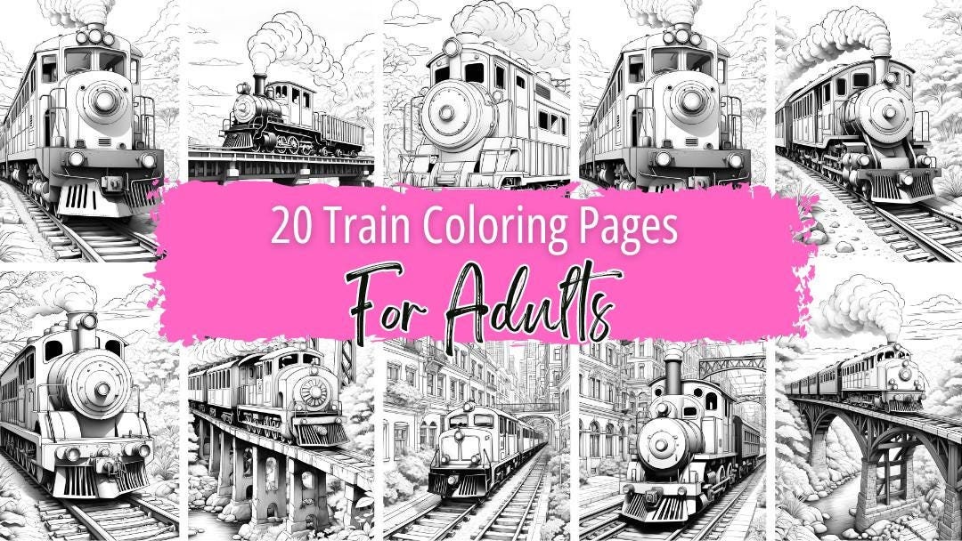 20 Train Coloring Pages for Adults | Printable Train Coloring Sheets ...