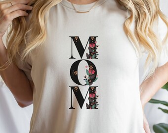 Mom Shirts, Motherhood T-Shirt, Mothers Day Gift, Flowers Shirt for mom, Cute Floral tee for moms, Vintage flower Mom Tee, Gift for Mom