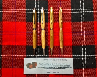 Penna a sfera Scotch Whisky Barrel: penna a torsione in legno realizzata a mano