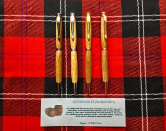 Scotch Whisky Oak Barrel Wooden Ballpoint Twist Pen (Long Grain Cut), Great for a Writers, Whiskey Lover, Birthday Present or Christmas Gift