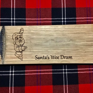 Santa&#39;s Wee Dram. Scotch Whisky Oak Barrel Coasters / Tray made from a Barrel staves ., Prefect for a Whiskey Lover or Christmas Gift