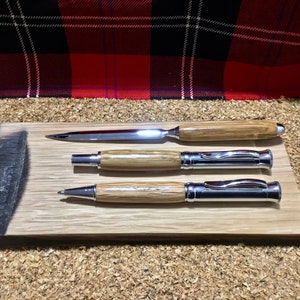 Scotch Whisky Oak Barrel Wooden Pen & Letter Opener Set, Great for a Writers, Whiskey Lover, Birthday Present or Christmas Gift
