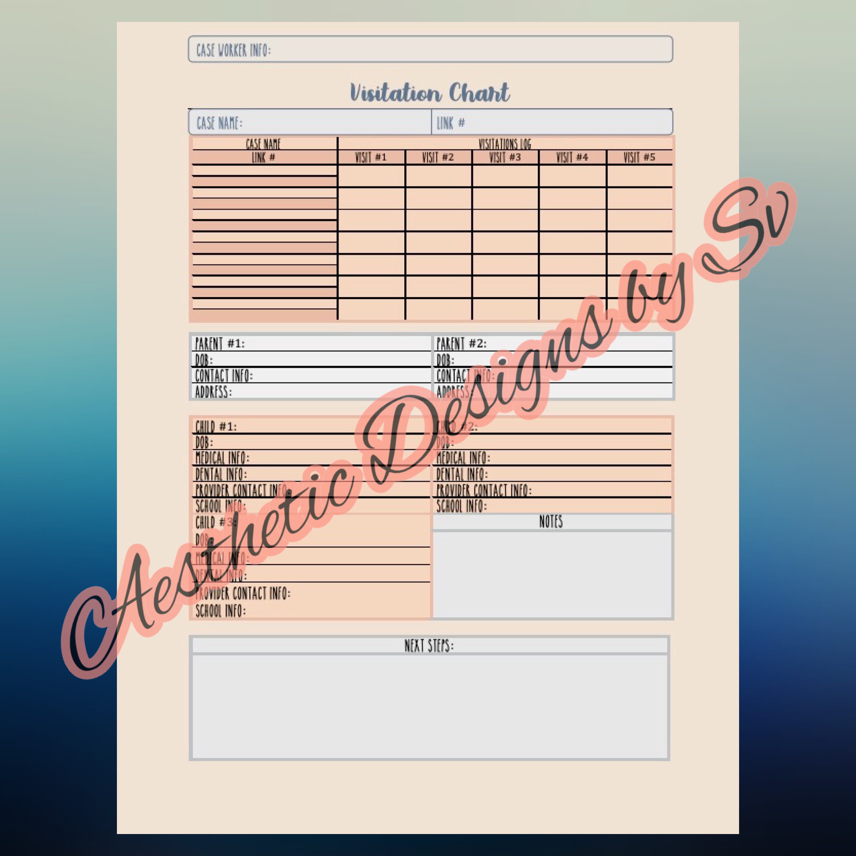 DCF/CPS Visitation Log Editable & Printable PDF Etsy