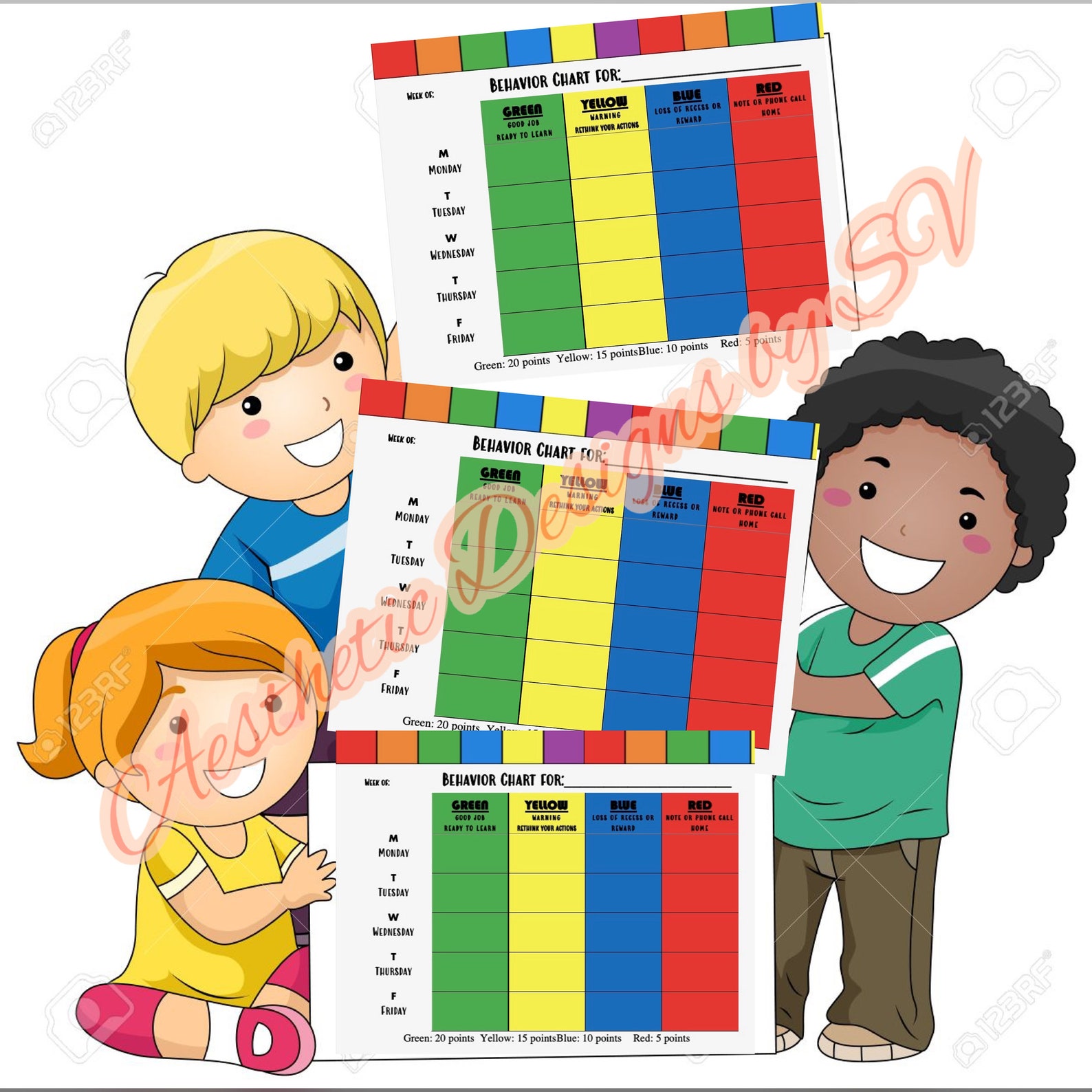 Behavior Chart for Teachers Editable &amp; Printable PDF | Etsy
