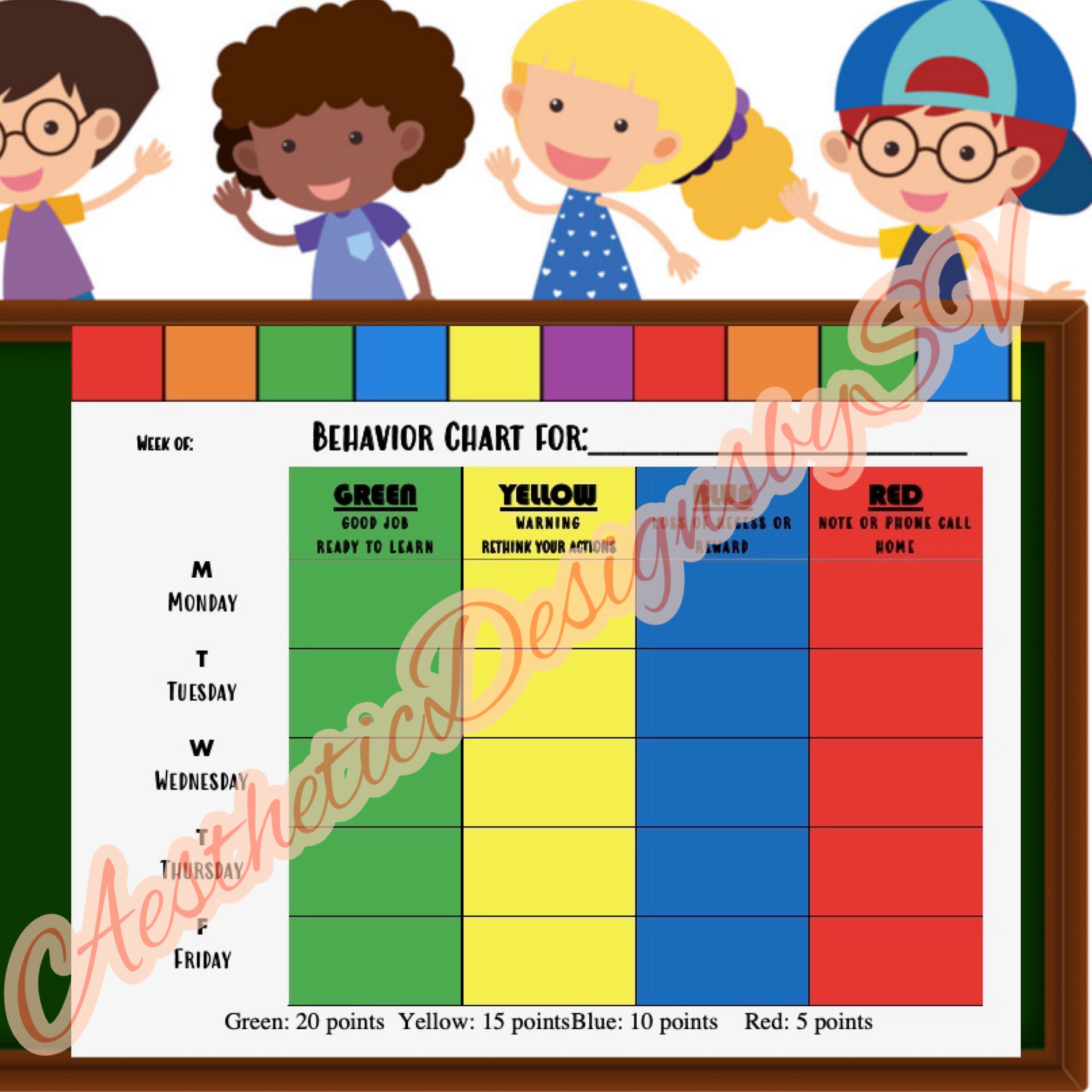 Behavior Chart for Teachers Editable & Printable PDF Etsy