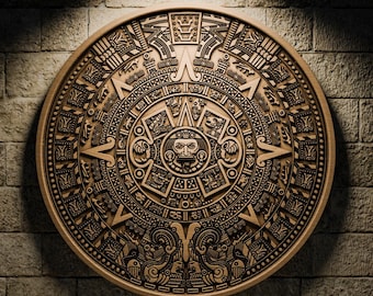 3D STL Design | Aztec Calendar Bas-Relief | CNC Routers | 3D Printing