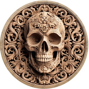 Elegant Gothic Skull 3D Engraving Design for CO2 Laser Machines