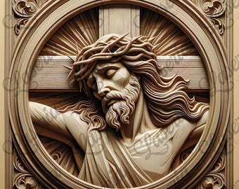 3D Illusion Design - Sacred Jesus on the Cross  | CO2 Laser | Diode Laser | Glowforge